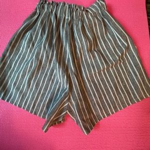 White Strip Grey shorts for women